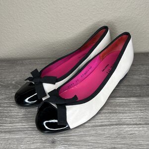 Ferca 81 Ballet Style Wedge Shoes Size EU 39 US 8.5 Ivory Black Patent Cap Italy